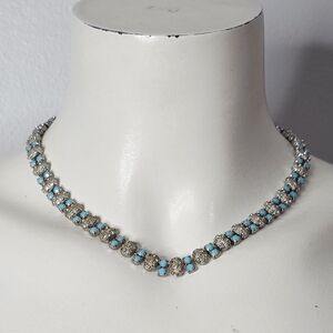 Vintage 1960s Turquoise and Silver Necklace